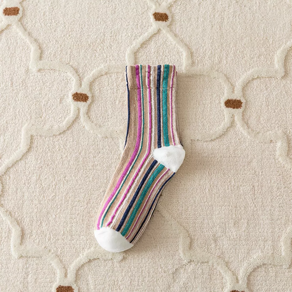 Multi-Color Striped Cotton Crew Socks, image 6