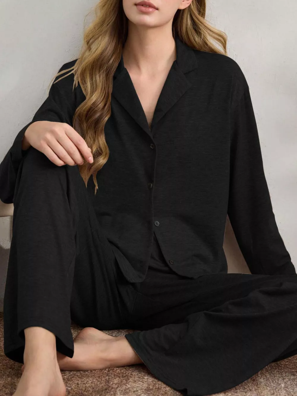Button-Down Top and Wide-Leg Pants Lounge Set, image 11