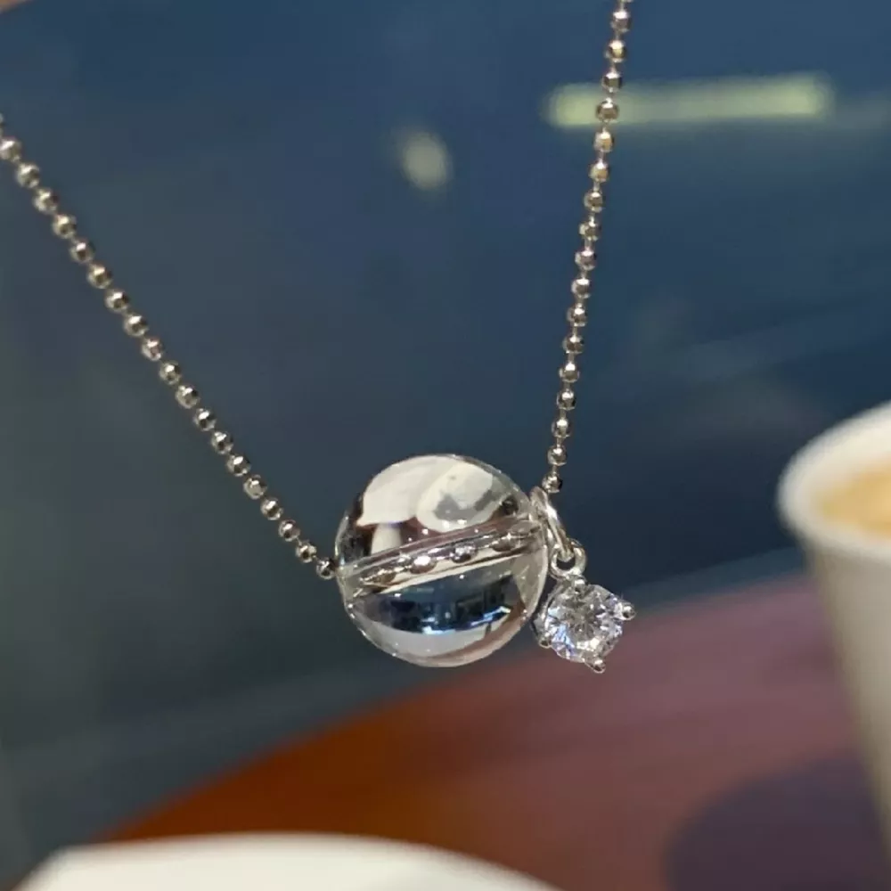 925 Sterling Silver Crystal Pendant Necklace, image 3
