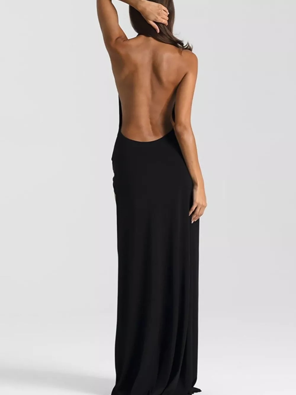 Split Backless Halter Neck Maxi Dress, image 6