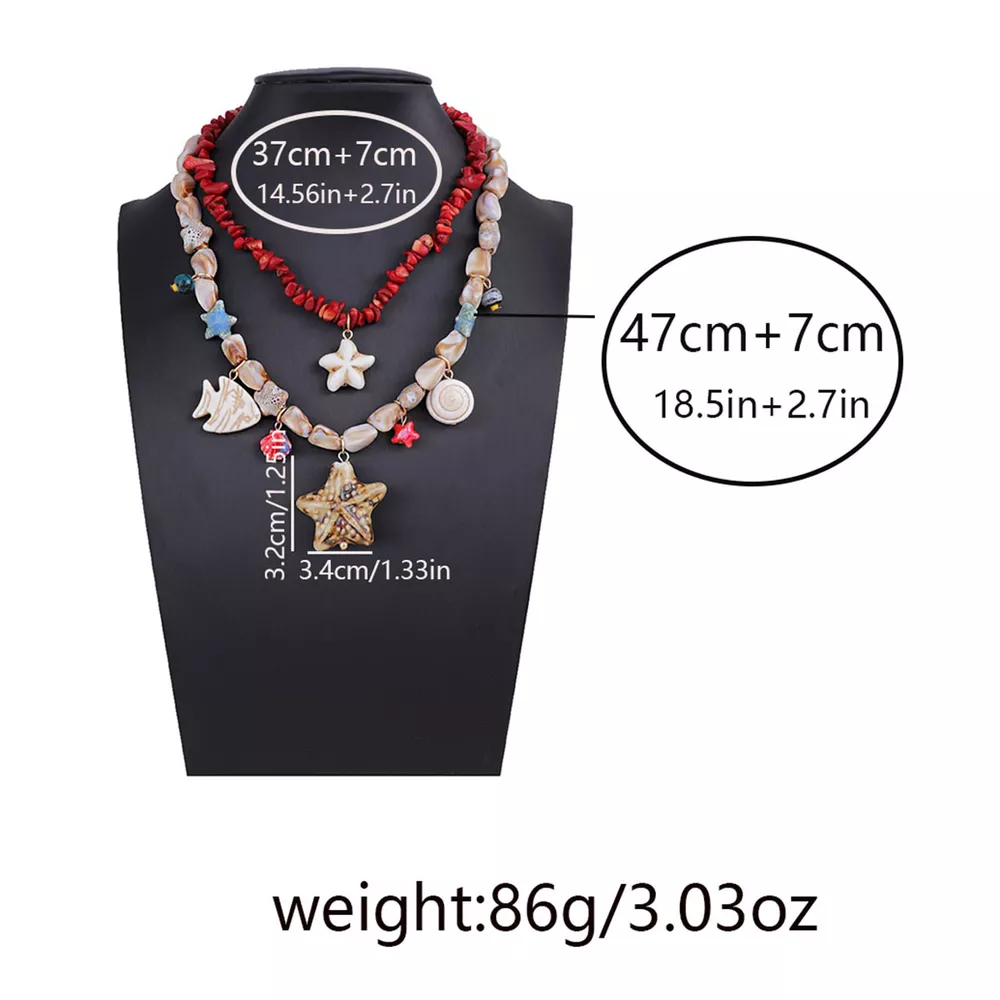 Boho Layered Multi-Strand Beach Shell Charm Necklace, image 5