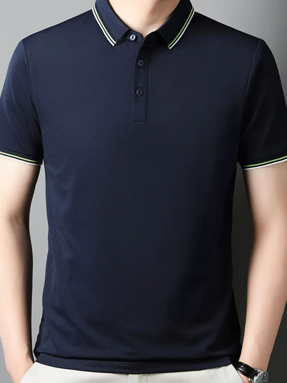Men's Plus Size Button Detail Short Sleeve Polo, image 2