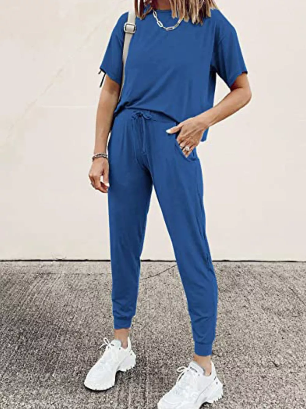 Full Size Round Neck Top and Drawstring Pants Set Plus Size, image 15