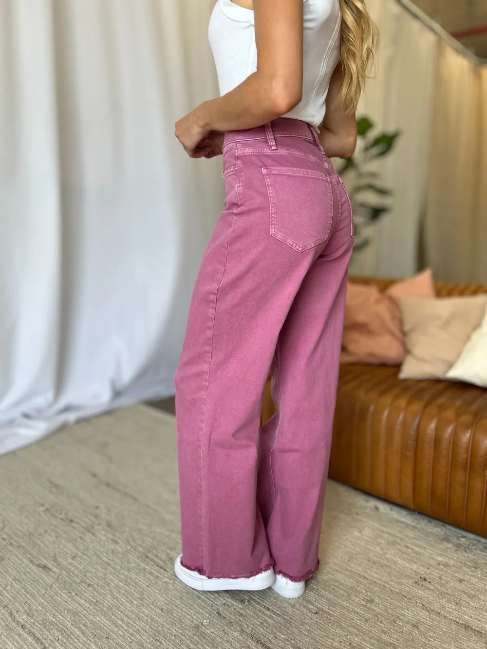 Full Size High Rise Garment Dye Wide Leg Jeans, image 22