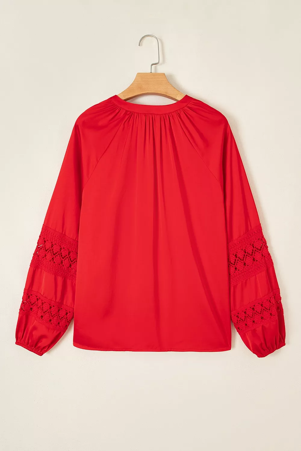 Christmas Patchwork Lace Long Sleeve V Neck Button Front Shirt, image 5