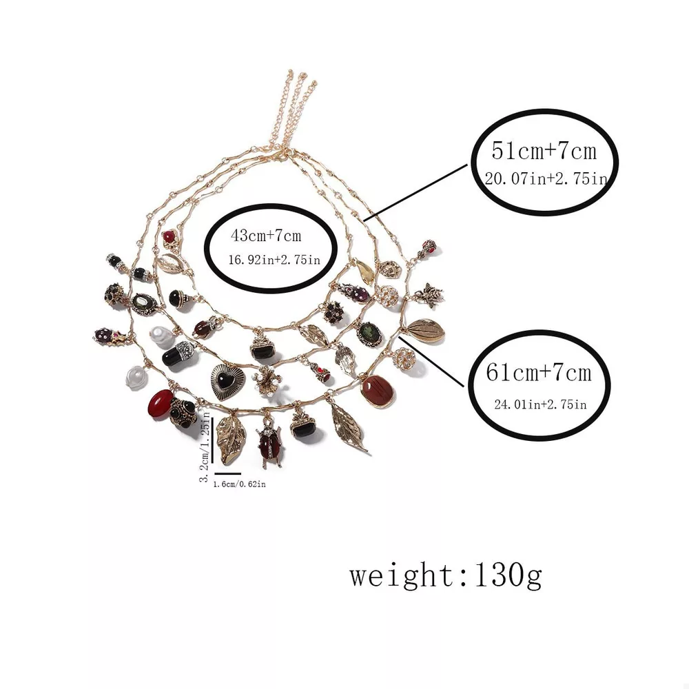 3-Piece 18K Gold-Plated Resin Gemstone Necklace, image 5