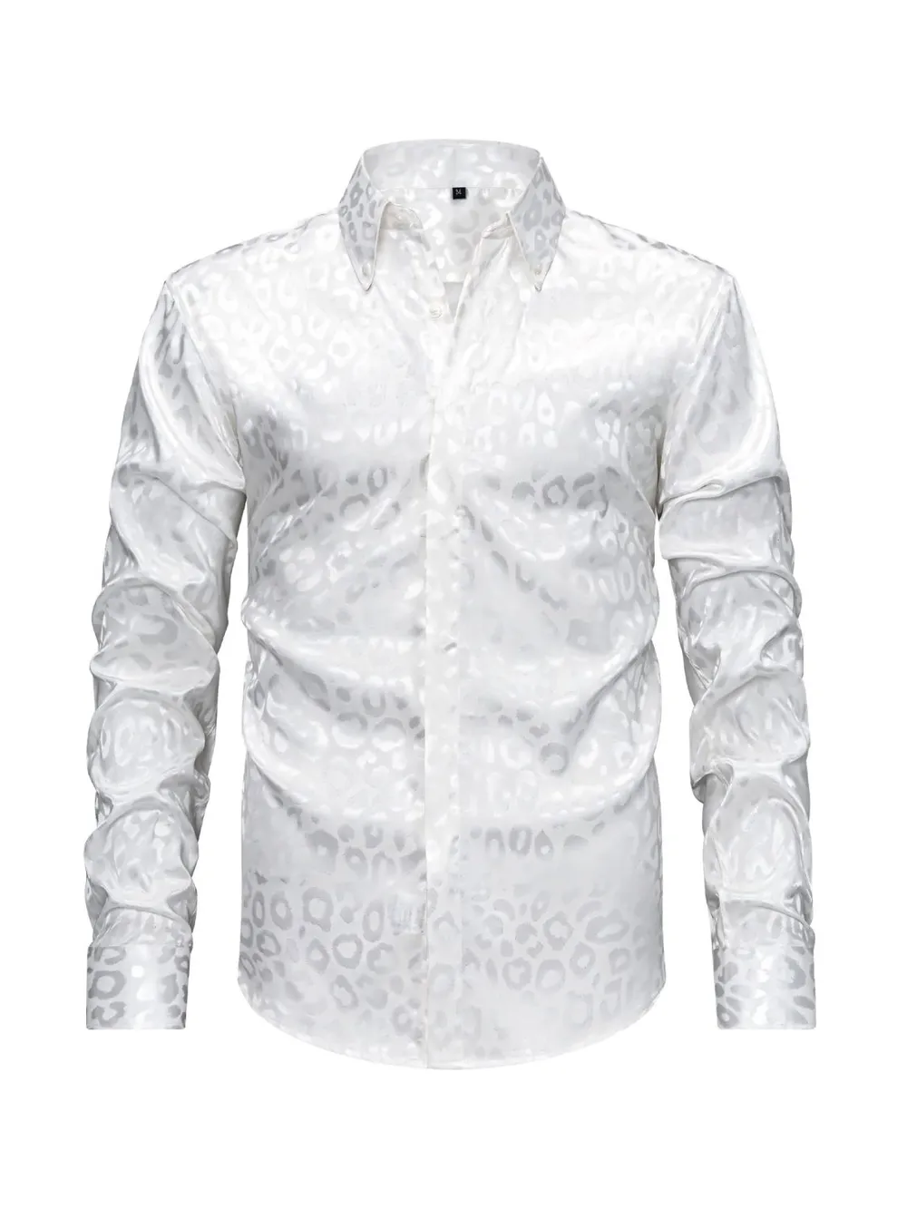 Men's Full Size Leopard Button Down Satin Shirt Plus Size, image 2