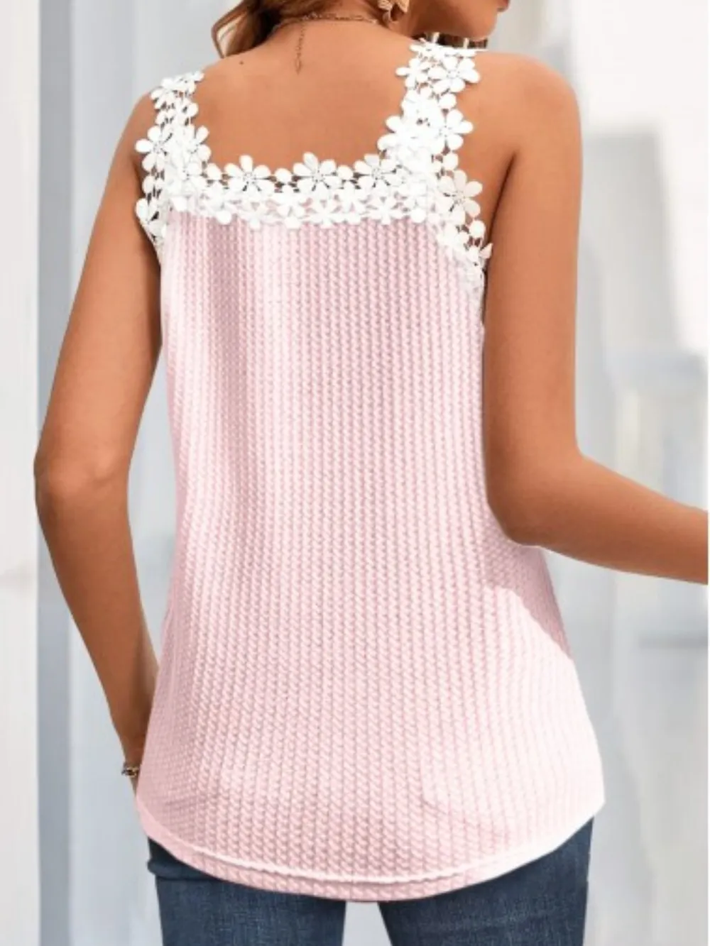 Lace Detail V-Neck Tank, image 2