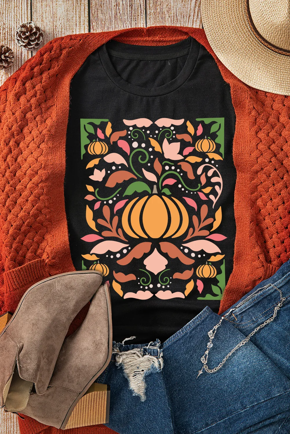 Graphic Round Neck Short Sleeve T-Shirt, image 3