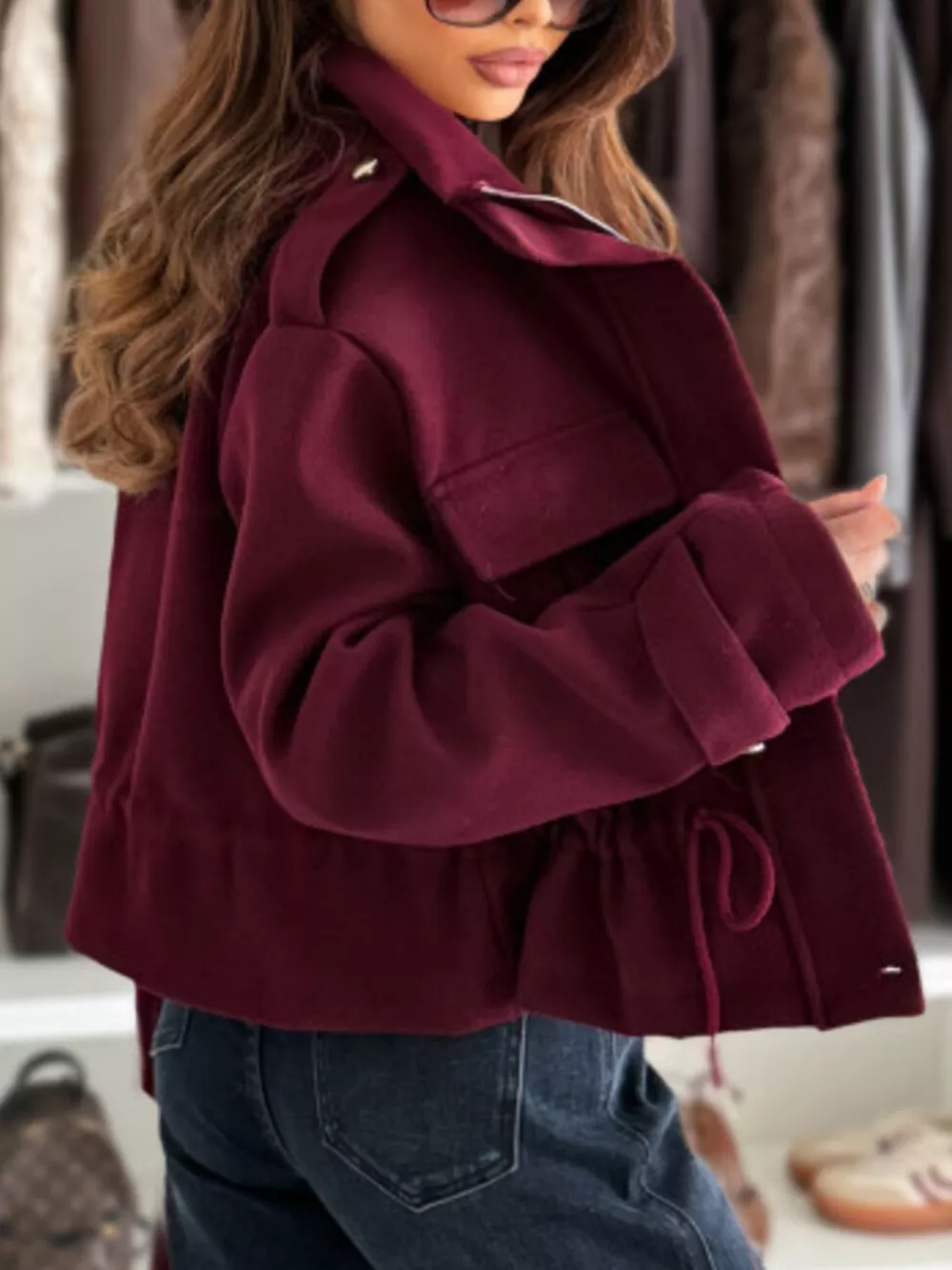 Drawstring Button-Up Casual Jacket, image 12