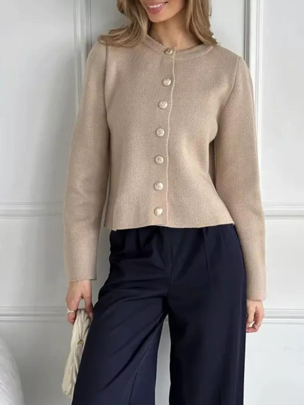 Crew-Neck Button Down Cardigan, image 24