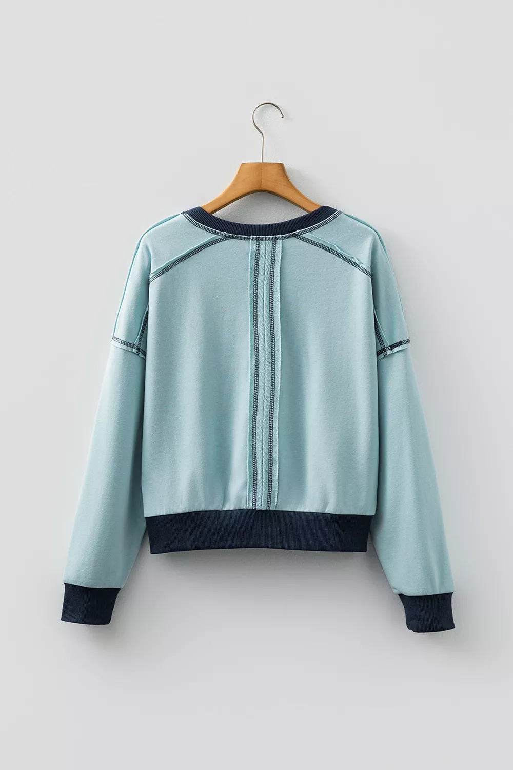 Contrast Edge Colorblock Patchwork Crop Sweatshirt, image 4
