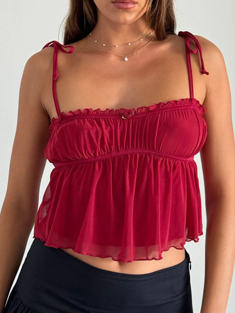 Contrast Trim Tie Straps Cami, image 11