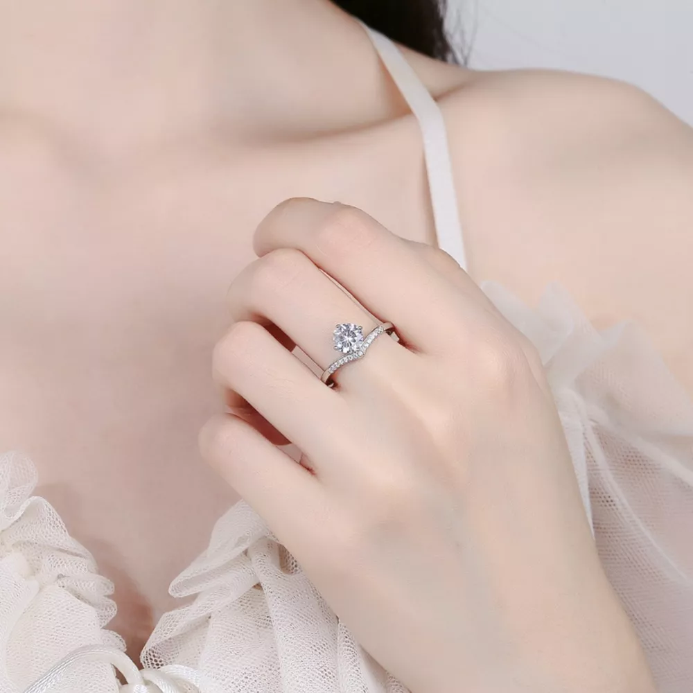 1 Carat Moissanite 925 Sterling Silver Ring, image 3