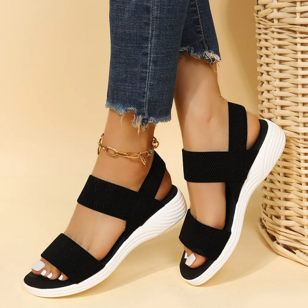 Rubber Open Toe Low Heel Sandals, image 14