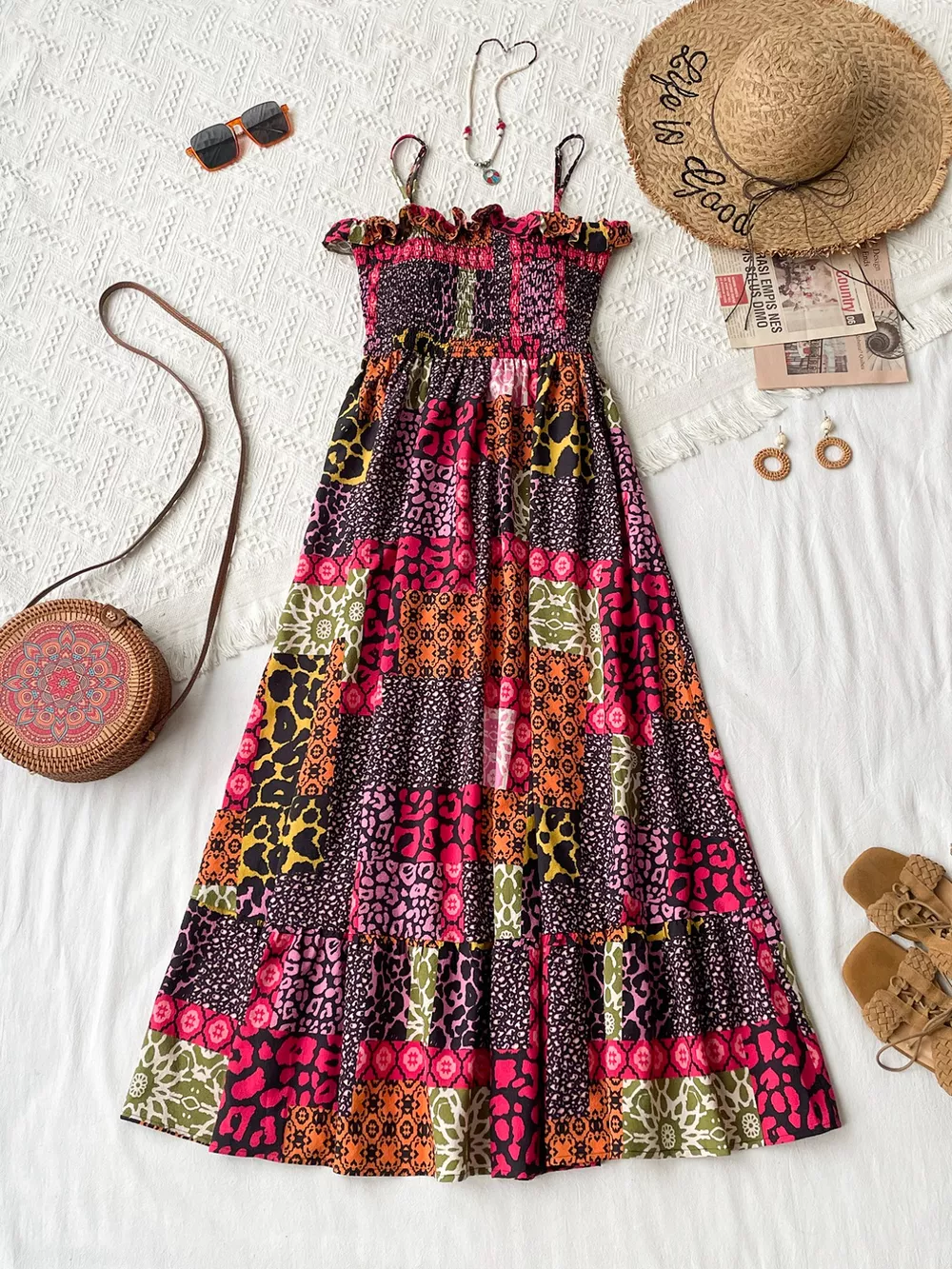 Smocked Leopard Cami Dress, image 5