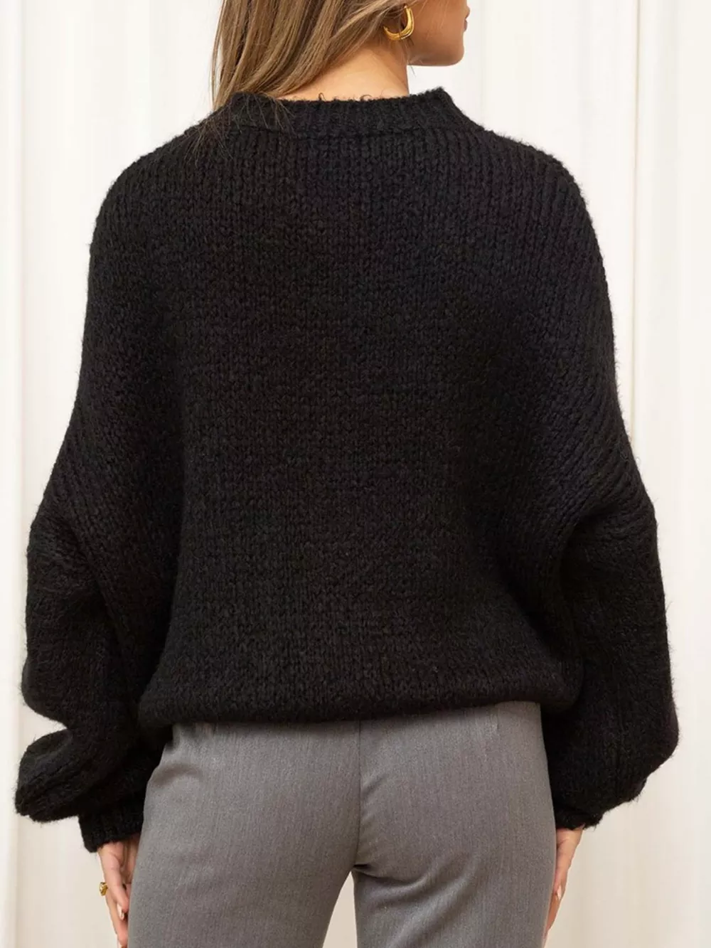 Round Neck Dropped Shoulder Sweater, image 10