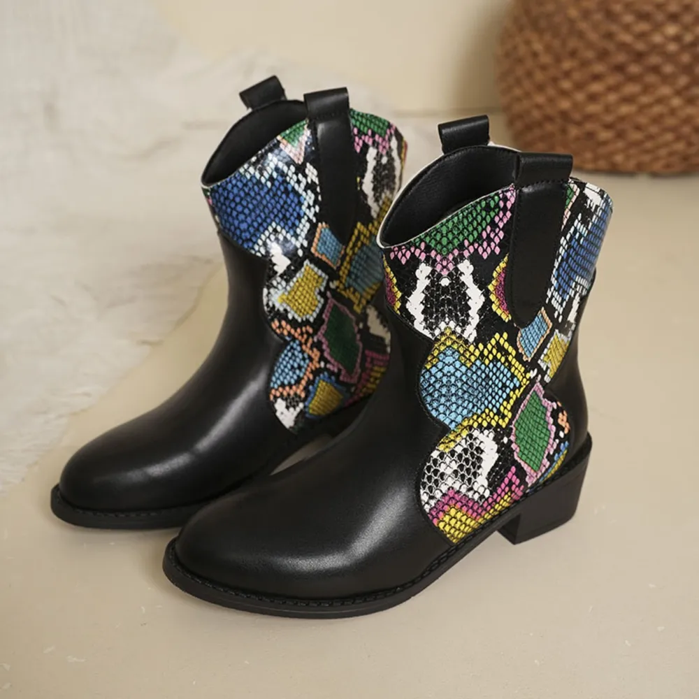 PU Leather Color Block Boots, image 5