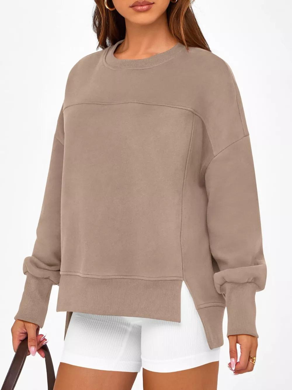 Casual Loose Side Slit Sweatshirt, image 26