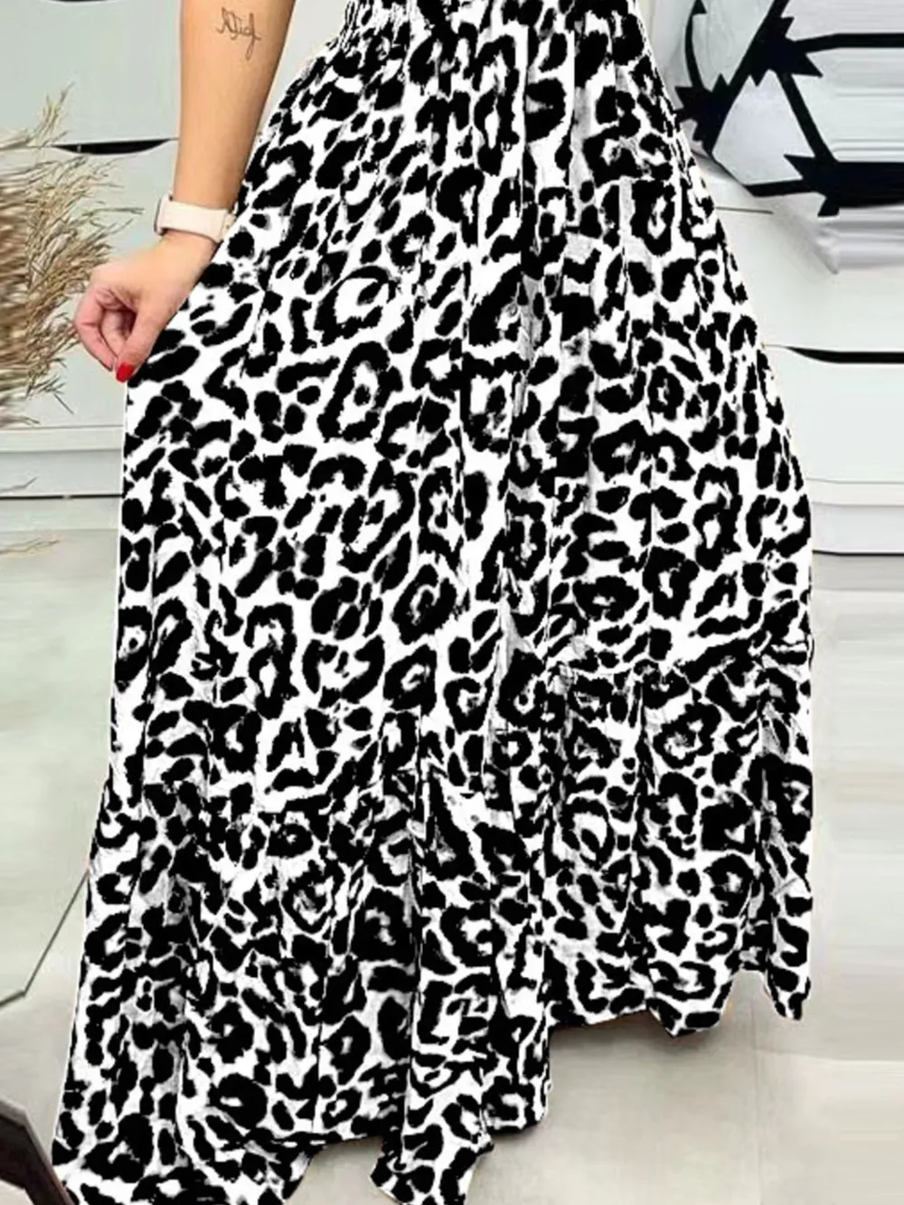 Full Size Leopard Print Spaghetti Strap Maxi Dress Plus Size, image 12