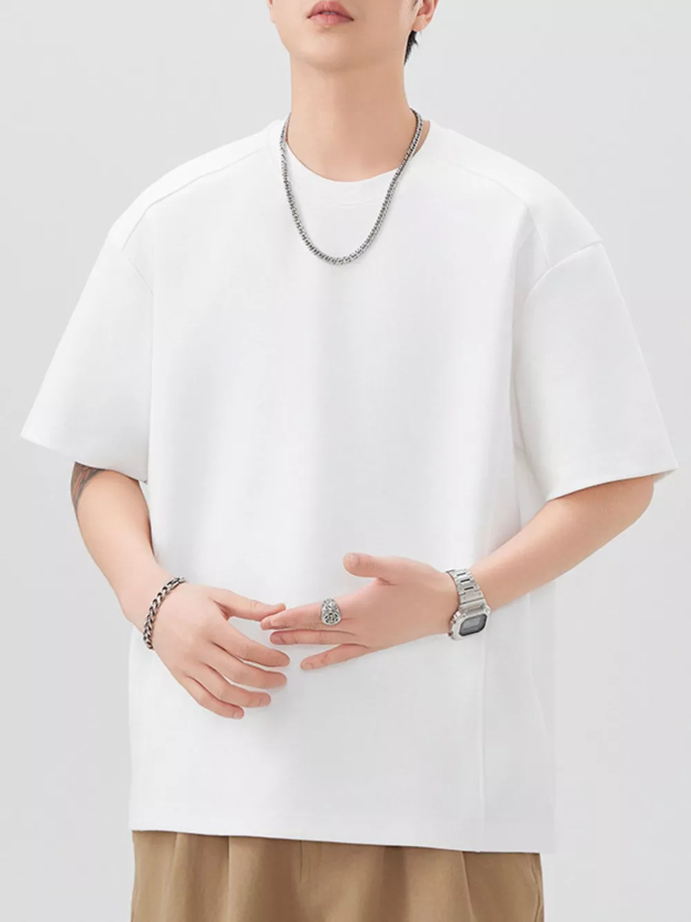 Men's Plus Size Solid Color Casual T-Shirt, image 9