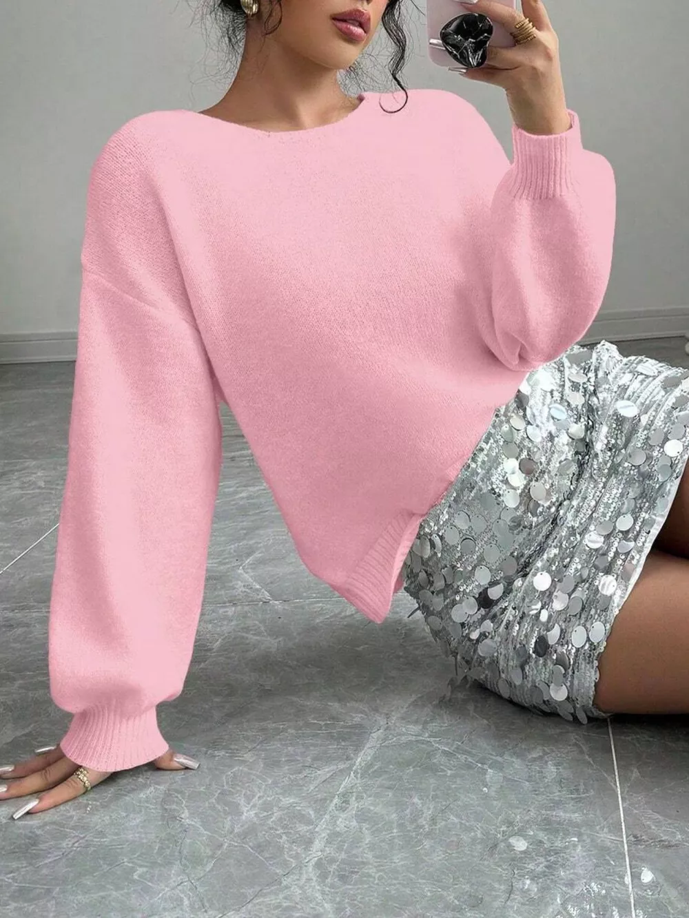 Bow-Decor Dropped Shoulder Knit Cardigan, image 5