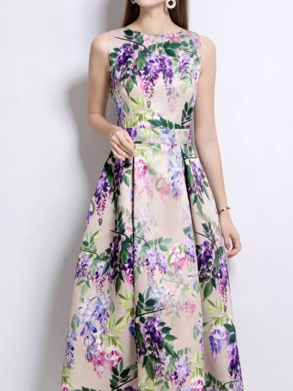Floral Print Sleeveless Midi Dress, image 6