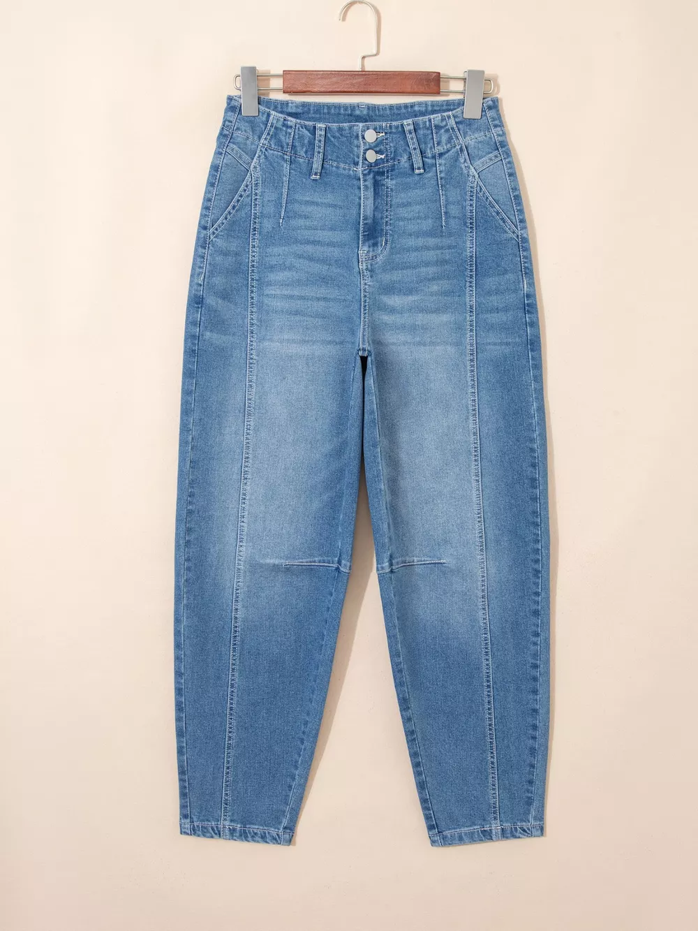Washed Cuffed Barrel Jeans, image 4