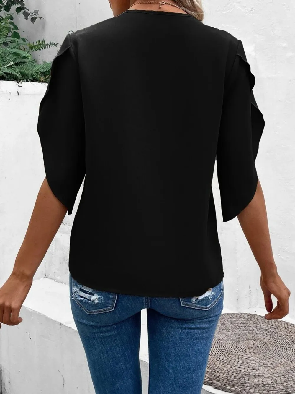 Lace Detail V-Neck Half Sleeve Blouse, image 18