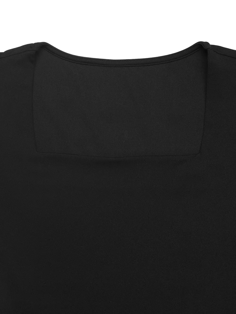 Square Neck Puff Sleeve Mesh Hem Dress, image 10