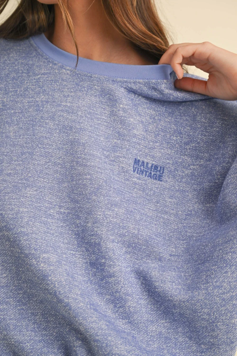 Round Neck Letter Embroidery Crop Sweatshirt, image 6