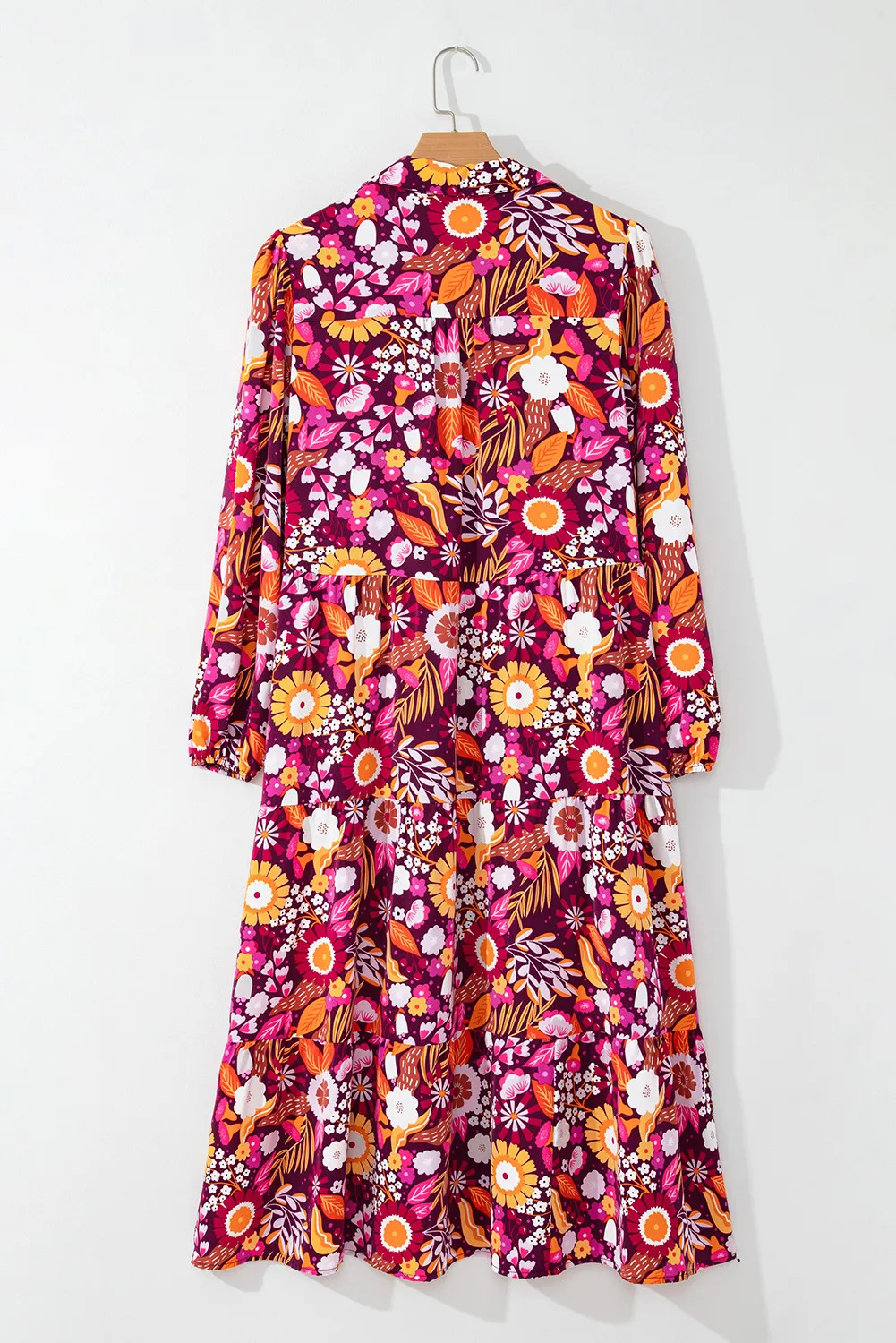 Printed Johnny Collar Long Sleeve Midi Dress, image 5