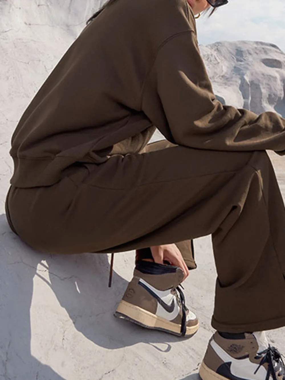 Round Neck Long Sleeve Top and Elastic Waist Pants Set, image 5