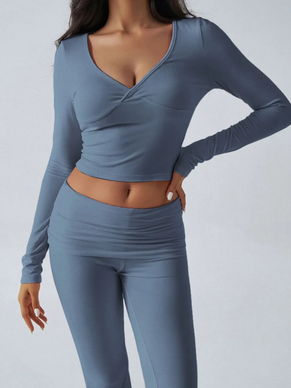 Ruched Long Sleeve Top and Pants Set, image 20