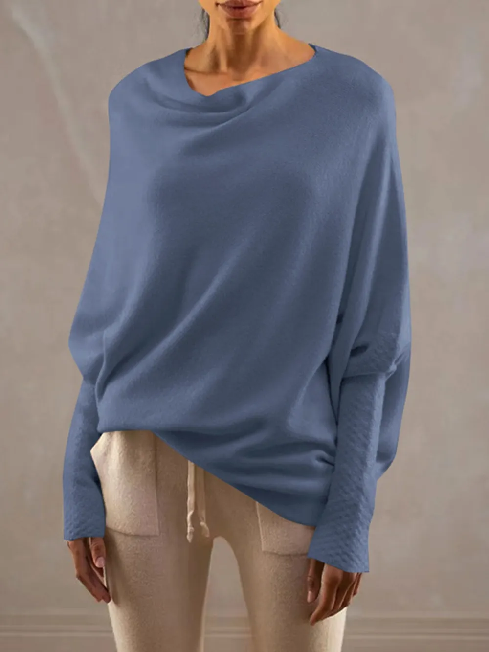 Full Size Boat Neck Batwing Sleeve Knit Top, image 24