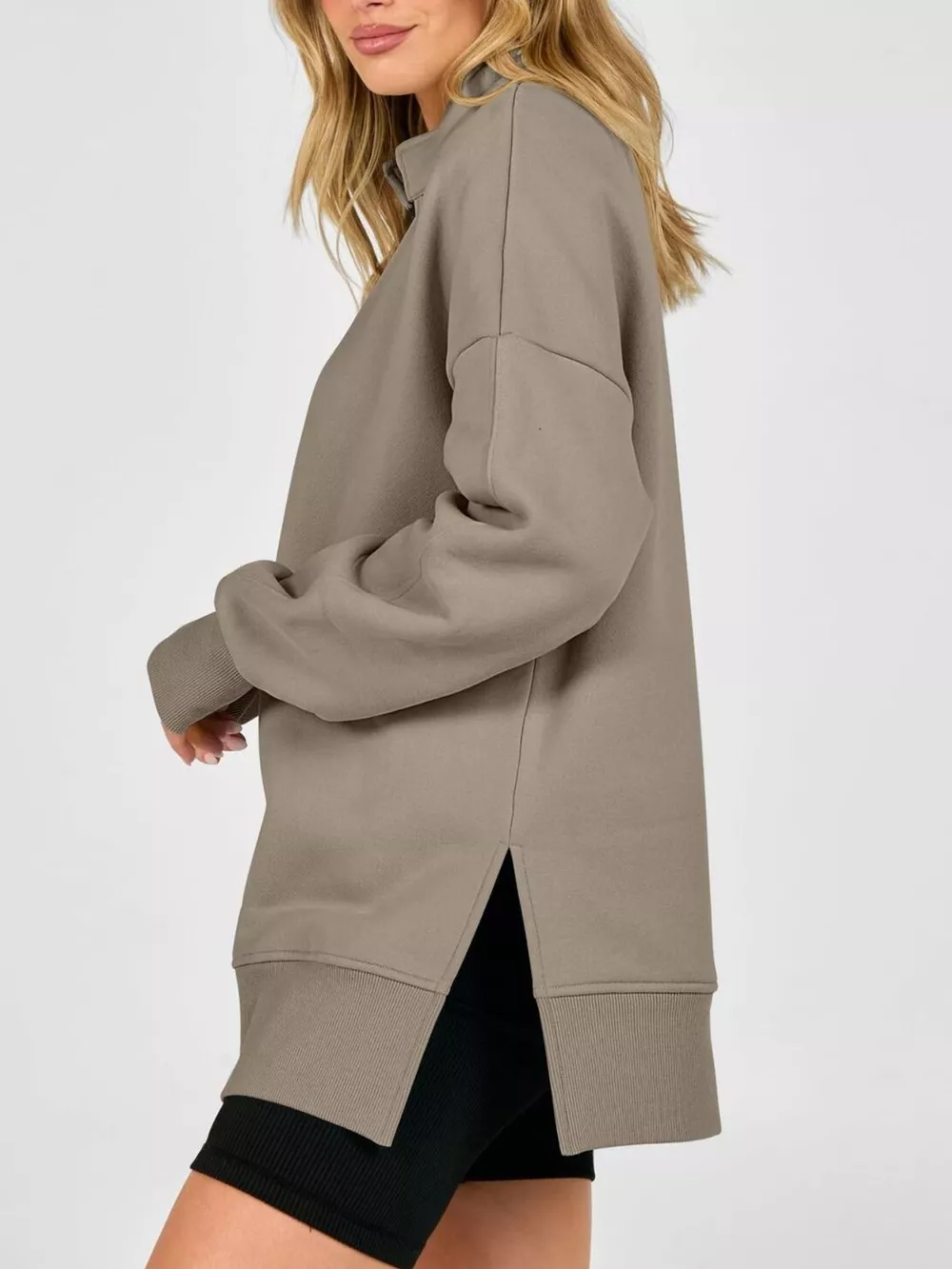 Quarter-Zip Dropped Shoulder Sweatshirt, image 4