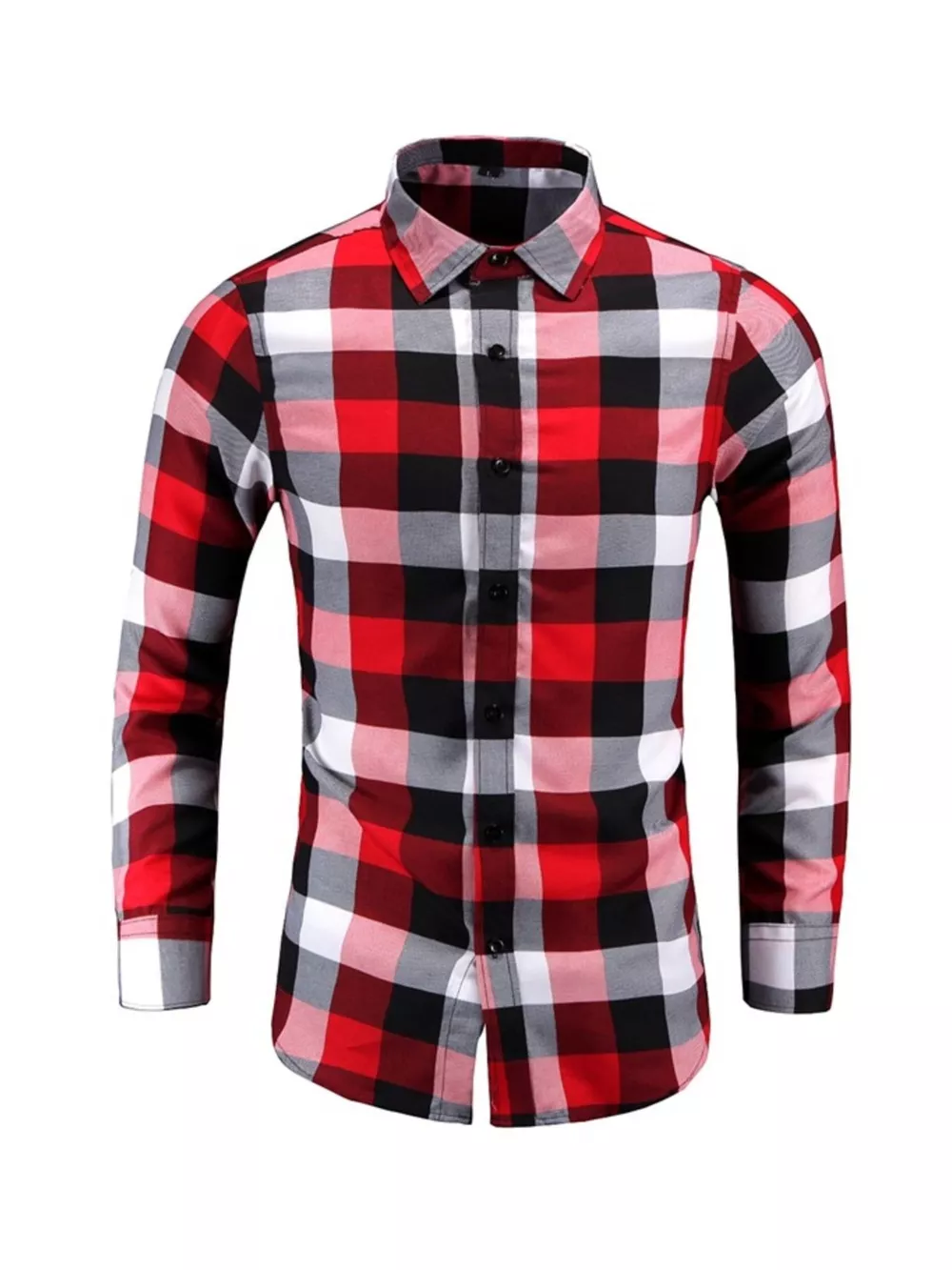 Men's Plus Size Plaid Long Sleeve Shirt, image 4