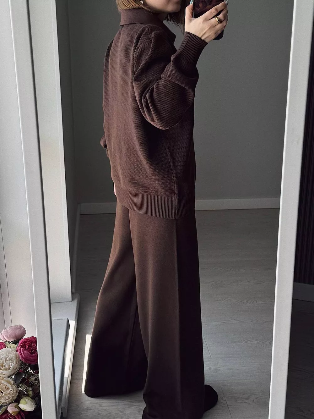 Polo Collar Top and Pants or Skirt Knit Set, image 11