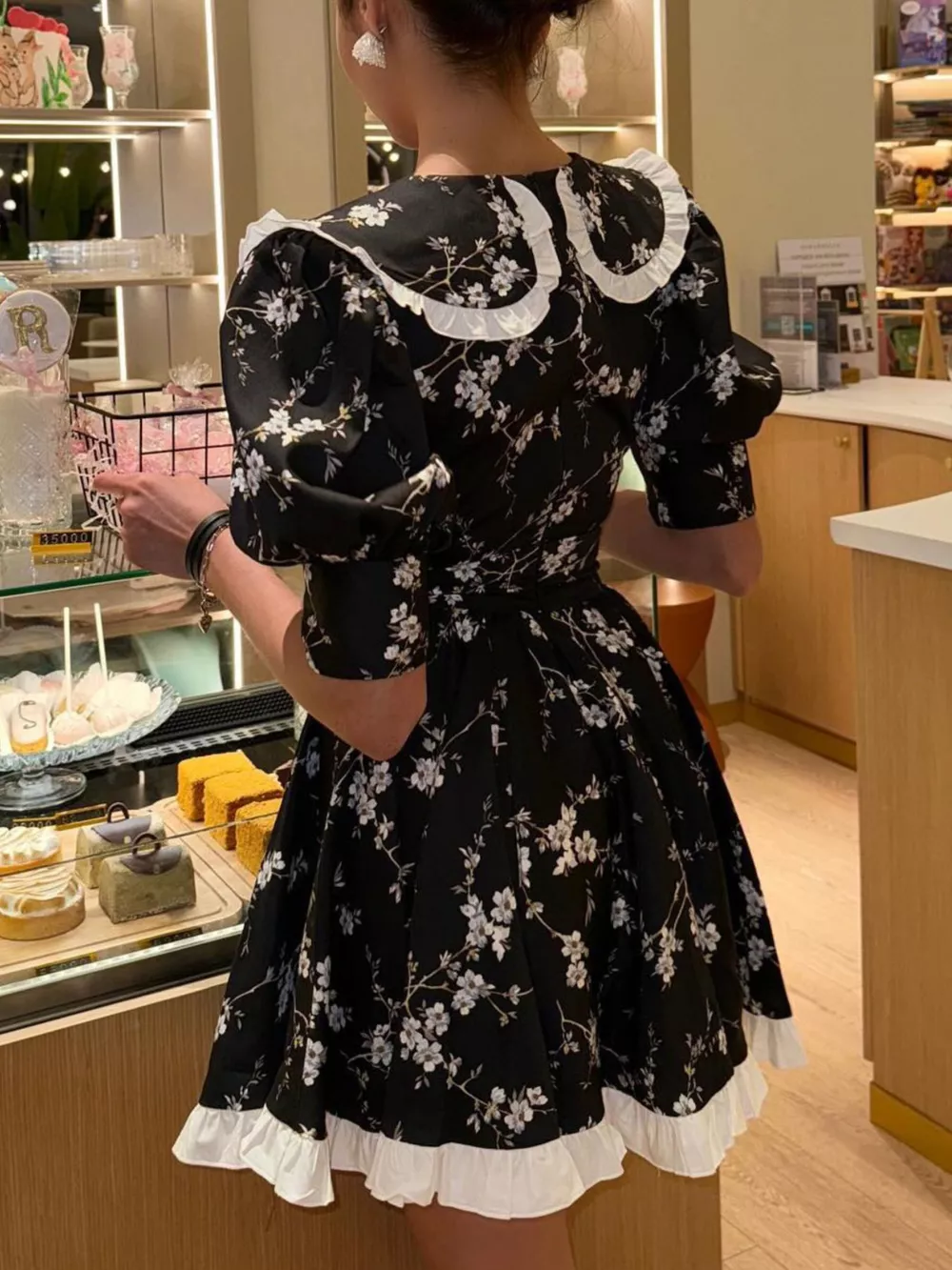 Floral Print Puff Sleeve Mini Dress, image 2