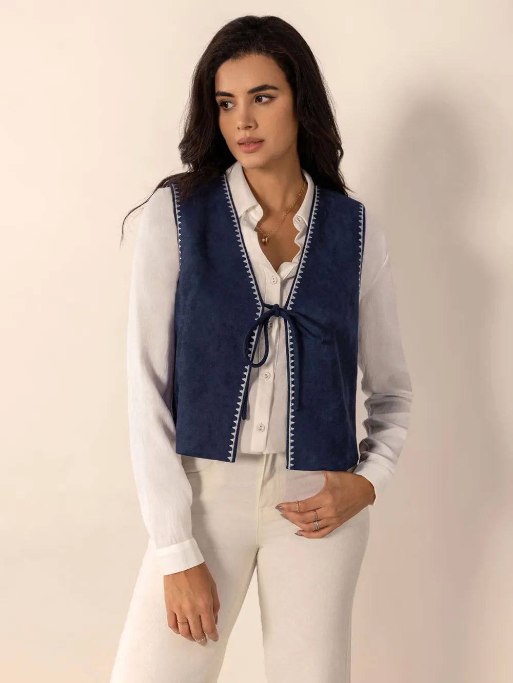 Tied Contrast Trim Vest, image 8