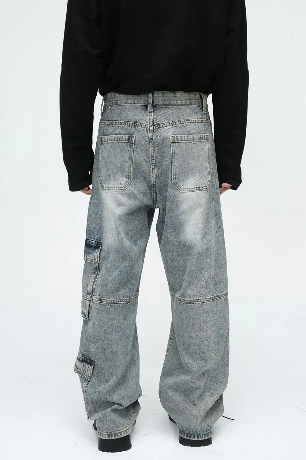 Wide Leg Jeans with Cargo Pockets, image 3