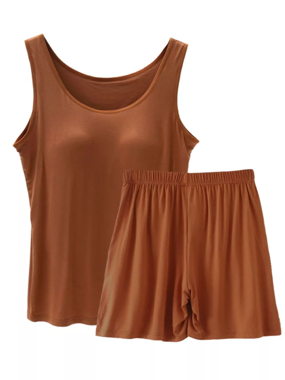 Plus Size Modal Padded Sleeveless Tank Top & Shorts Set, image 14