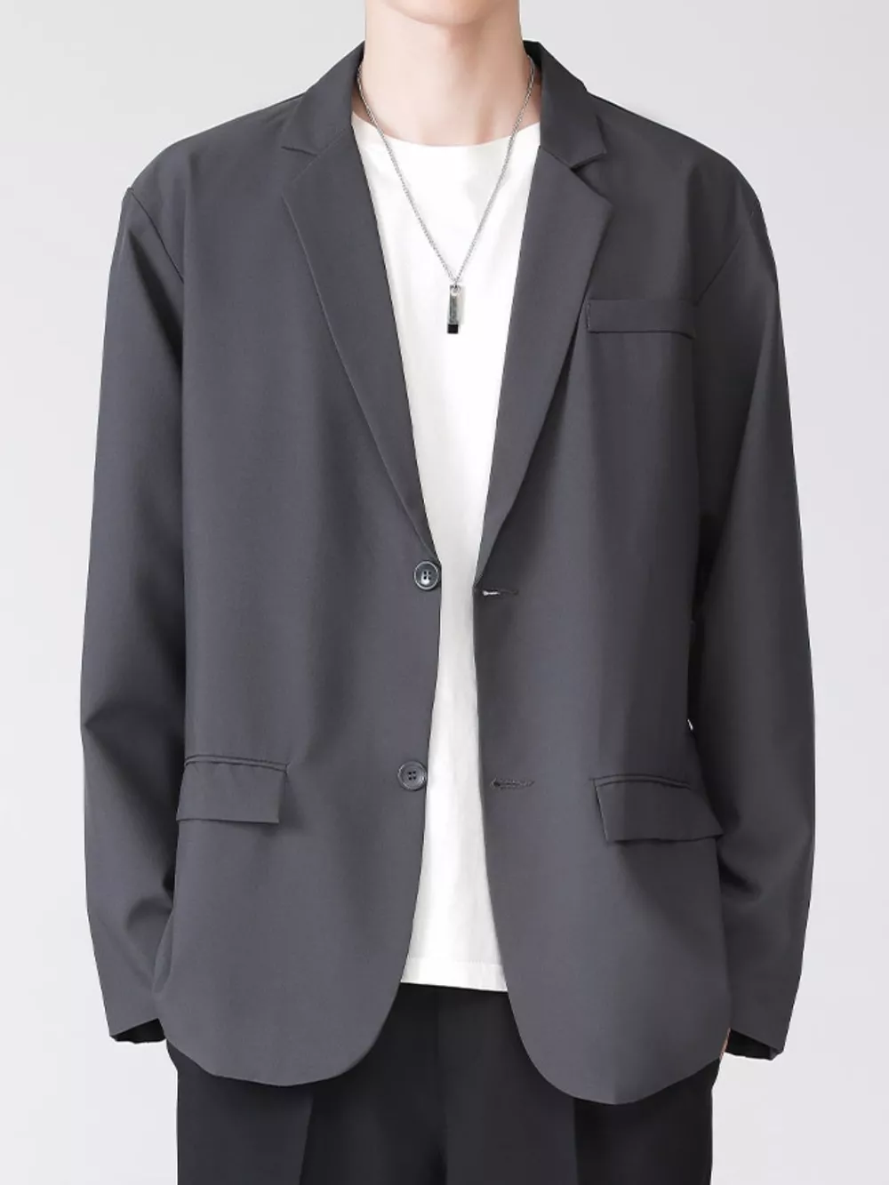 Men's Full Size Lapel Collar Button Up Blazer Plus Size, image 3
