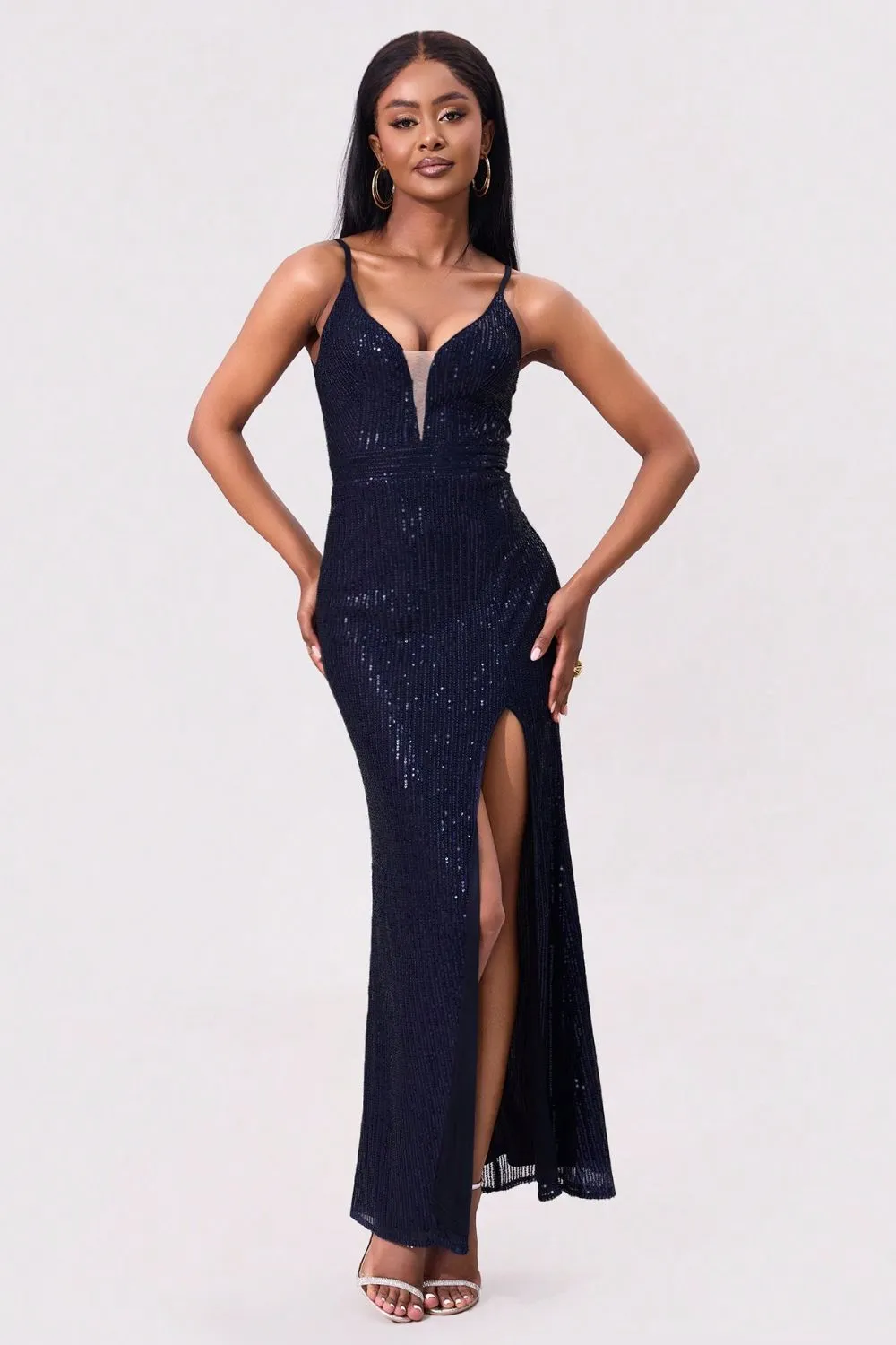 Split Sequin Backless Maxi Cami Dress, image 6