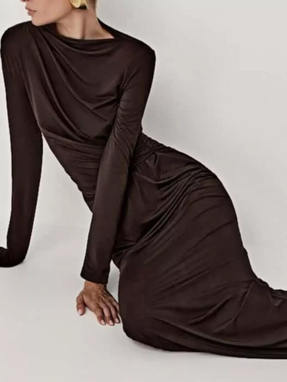 Ruched Long Sleeve Bodycon Maxi Dress, image 14