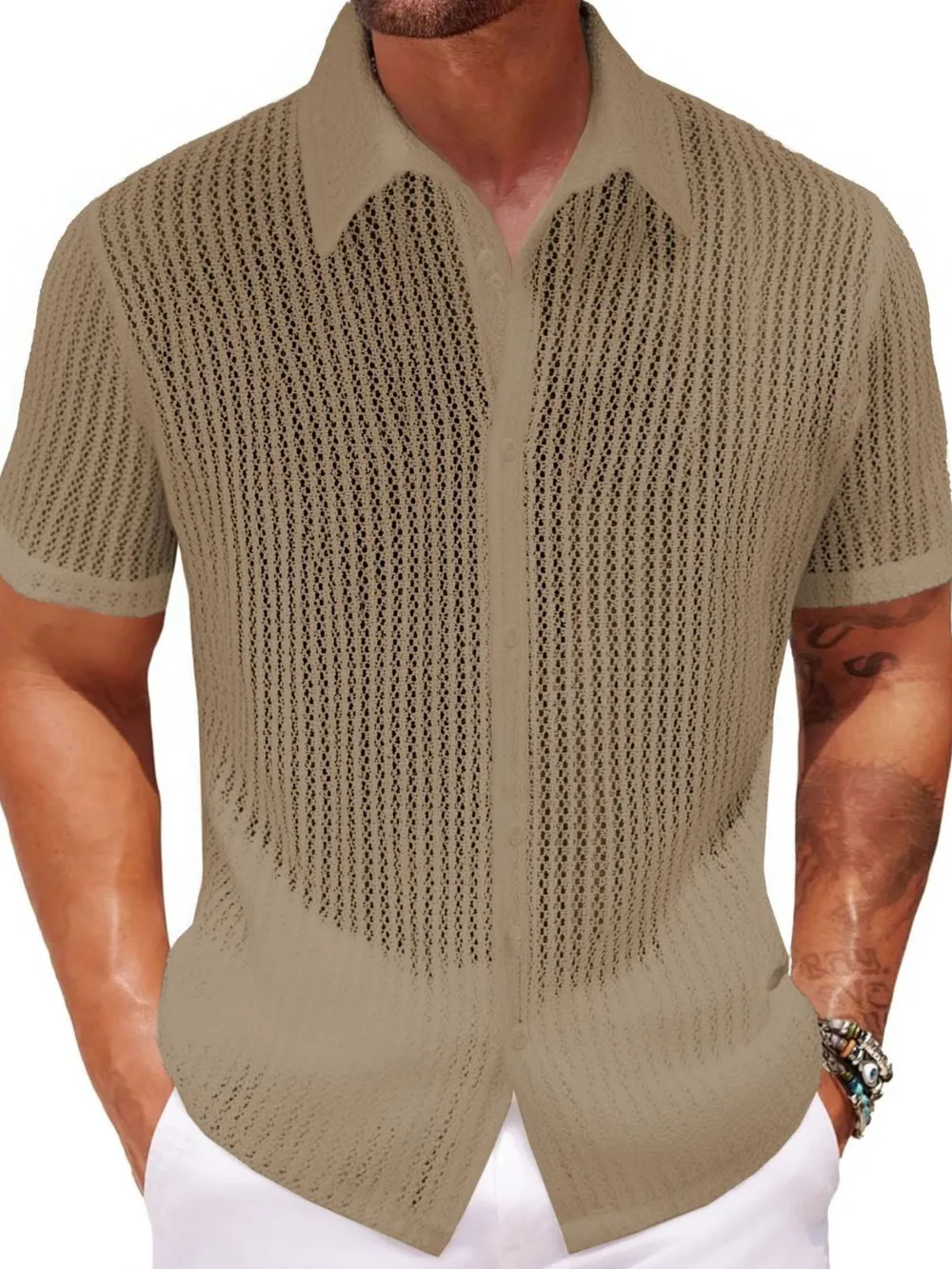 Men's Plus Size Button Down Short Sleeve Shirt
