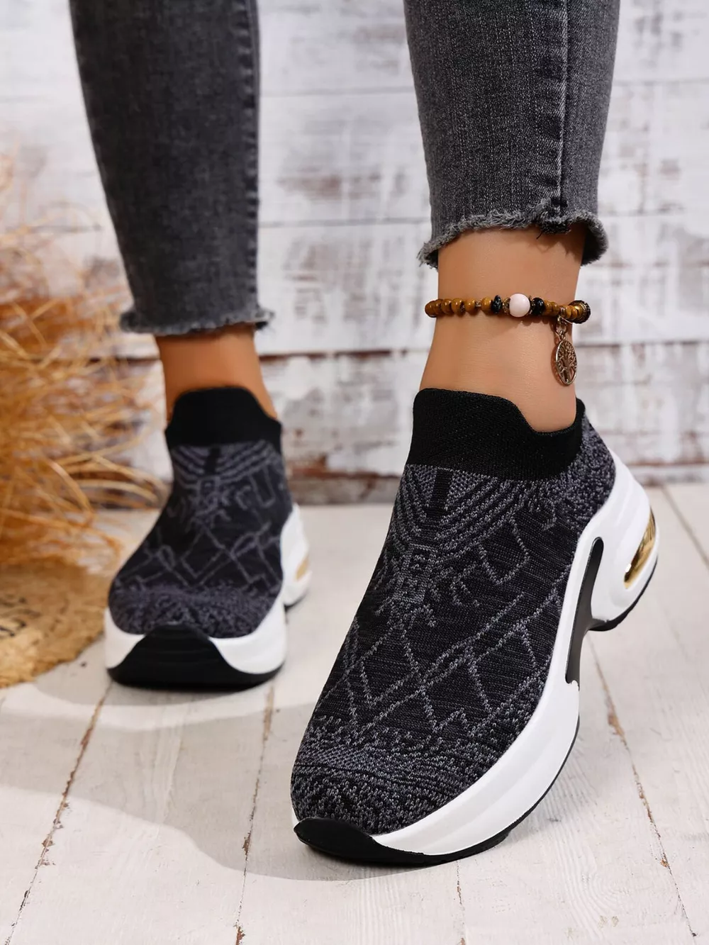 Mesh Round Toe Platform Sneakers, image 4