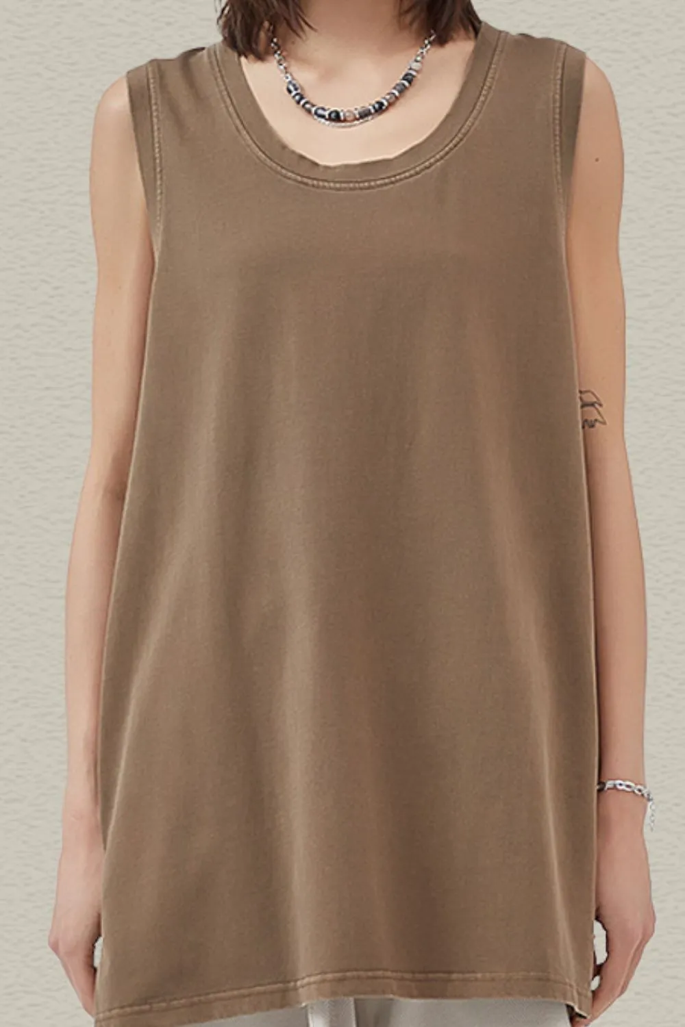 Men's Side Slit Round Neck Tank, image 3
