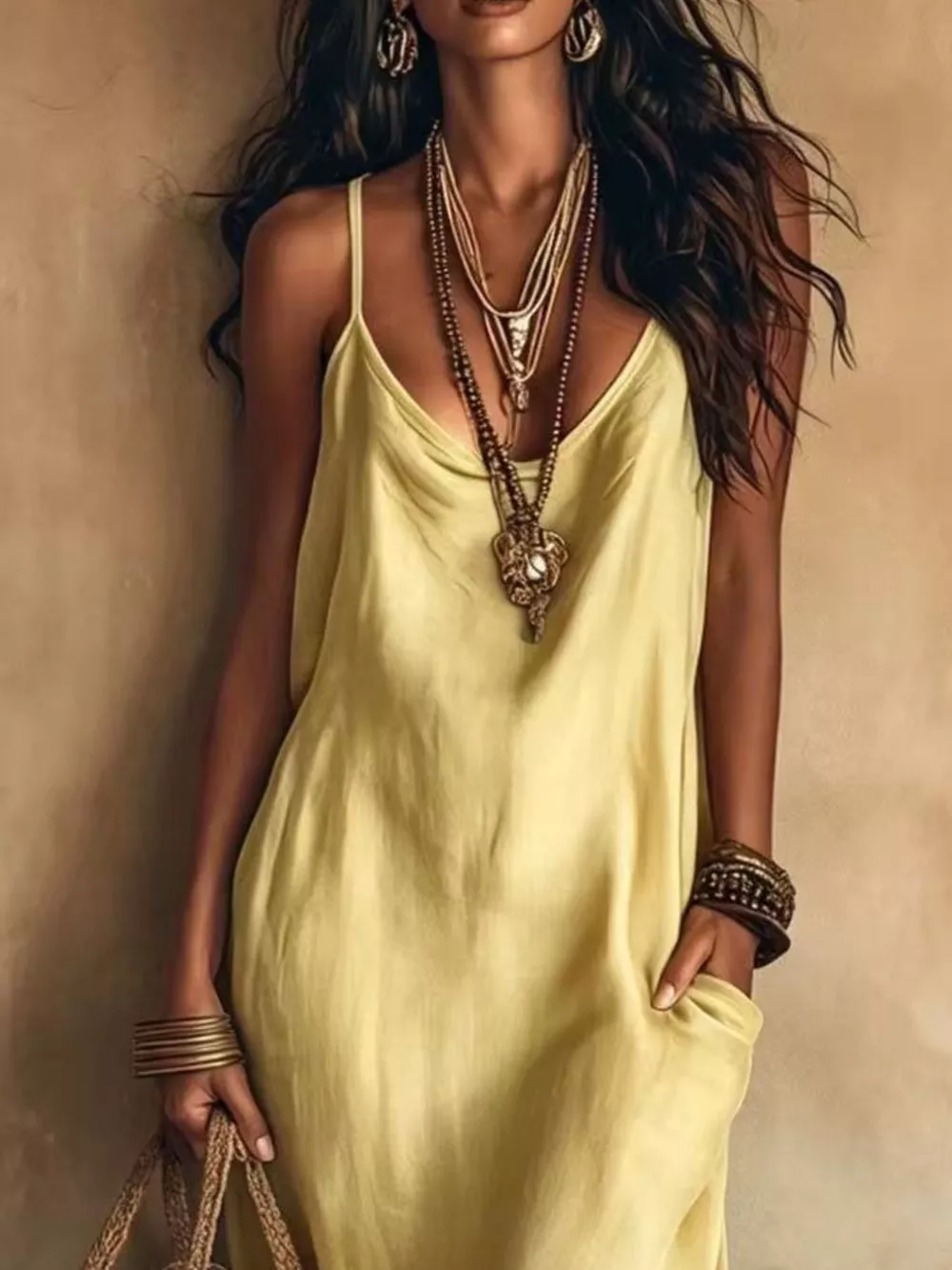 Full Size Spaghetti Strap Midi Dress with Pockets Plus Size, image 7