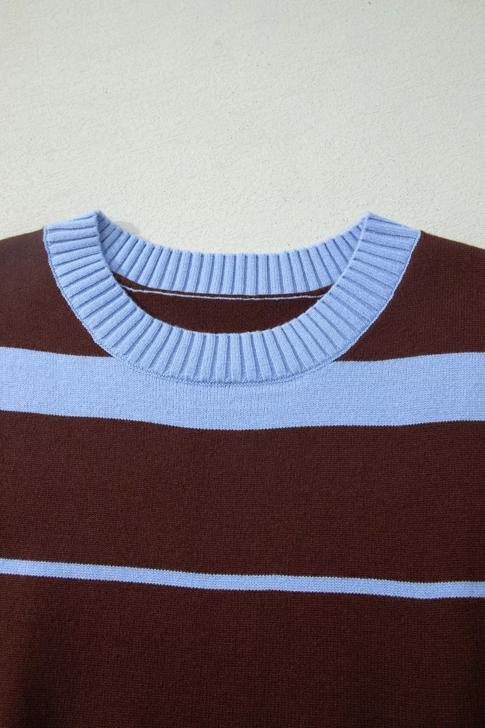 Striped Short Sleeve Round Neck Casual Knit Top, image 12